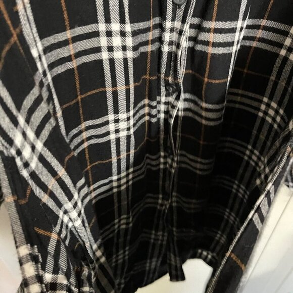 Sanctuary Womens Black Plaid Soft Faux Skirt Wrap Button Up Shirt Dress Small - Picture 6 of 7